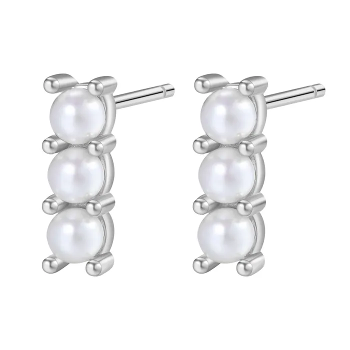 Hey Happiness Earrings Trio Pearl Bar Stud Earrings Sterling Silver Hey Happiness Earrings Trio Pearl Bar Stud Earrings Sterling Silver
