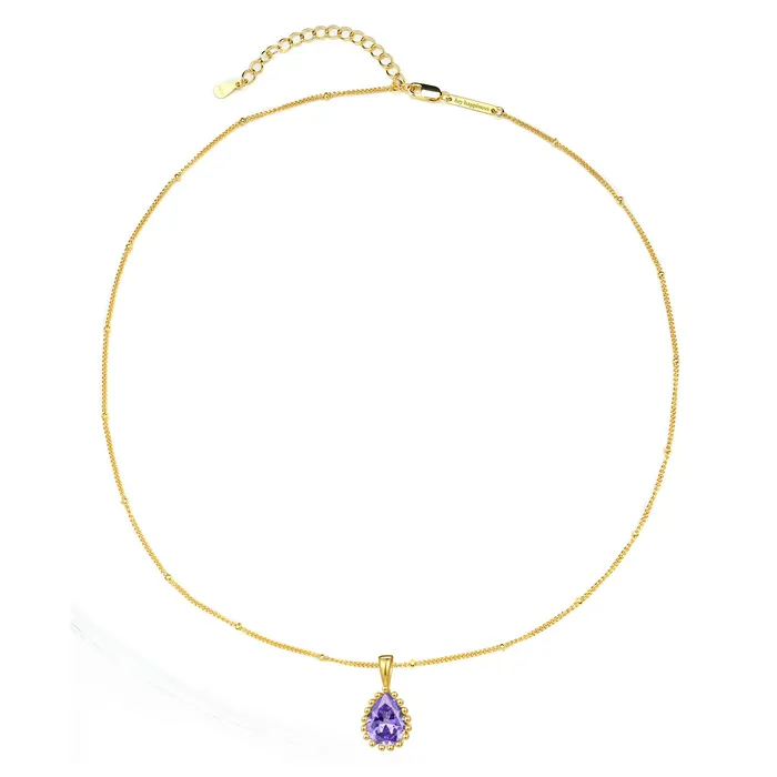 Hey Happiness February Amethyst Birthstone Necklace Sterling Silver Necklaces