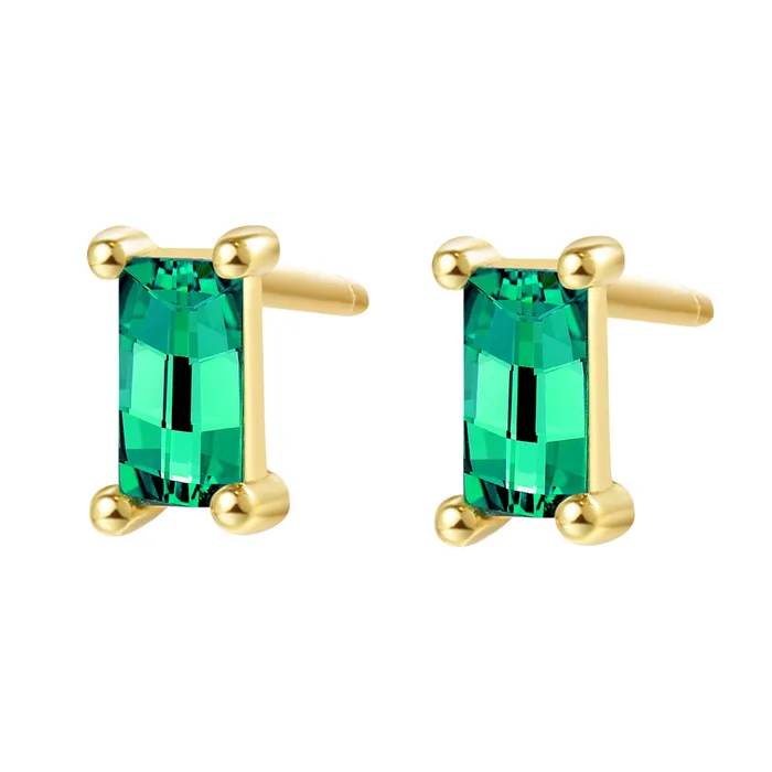 Hey Happiness Green Baguette Gemstone Stud Earrings Sterling Silver Gold Earrings Hey Happiness Green Baguette Gemstone Stud Earrings Sterling Silver Gold Earrings