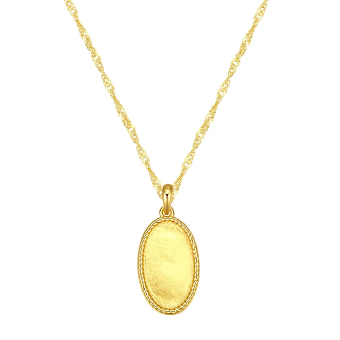 Hey Happiness Oval Rope Pendant Necklace Sterling Silver Necklaces