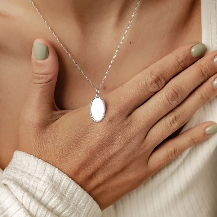 Hey Happiness Oval Rope Pendant Necklace Sterling Silver Necklaces Hey Happiness Oval Rope Pendant Necklace Sterling Silver Necklaces