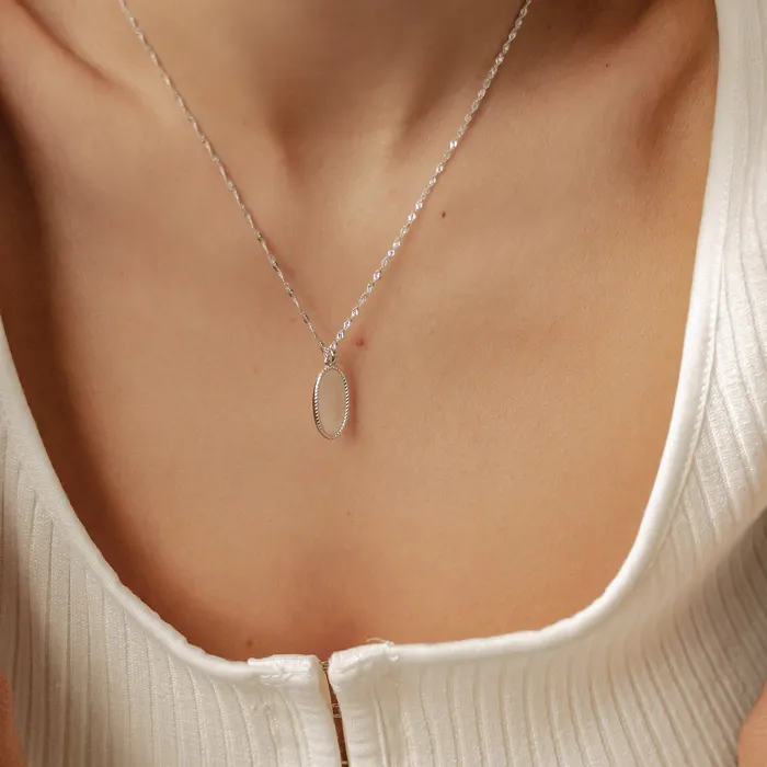 Hey Happiness Oval Rope Pendant Necklace Sterling Silver Necklaces Hey Happiness Oval Rope Pendant Necklace Sterling Silver Necklaces