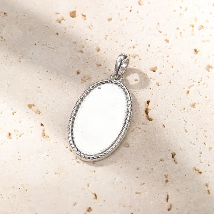 Hey Happiness Oval Rope Pendant Necklace Sterling Silver Necklaces Hey Happiness Oval Rope Pendant Necklace Sterling Silver Necklaces