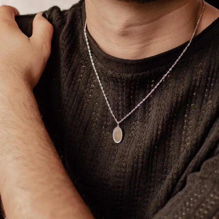 Hey Happiness Oval Rope Pendant Necklace Sterling Silver Necklaces Hey Happiness Oval Rope Pendant Necklace Sterling Silver Necklaces