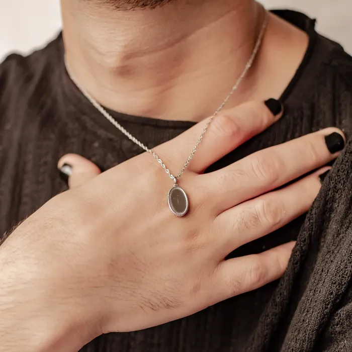 Hey Happiness Oval Rope Pendant Necklace Sterling Silver Necklaces Hey Happiness Oval Rope Pendant Necklace Sterling Silver Necklaces