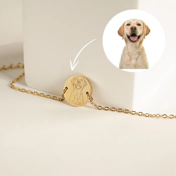 Hey Happiness Pet Portrait Round Bracelet Stainless Steel Bracelets