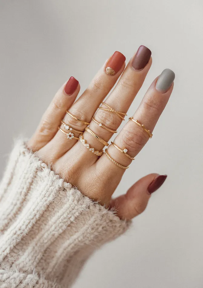Hey Happiness Rings Triple Textured Ring Set Sterling Silver Gold