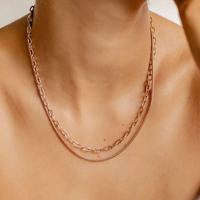 Hey Happiness Textured Link Chain Necklace Rose Gold Necklaces Hey Happiness Textured Link Chain Necklace Rose Gold Necklaces
