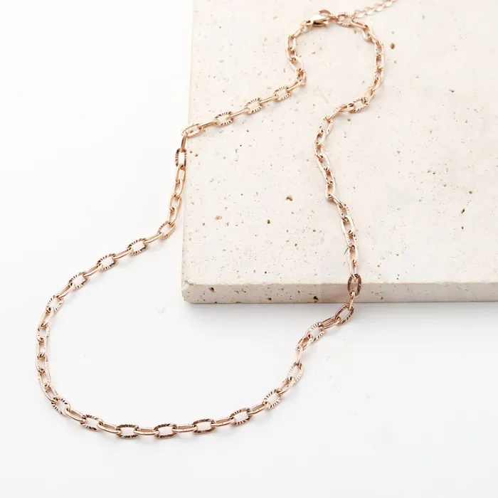Hey Happiness Textured Link Chain Necklace Rose Gold Necklaces Hey Happiness Textured Link Chain Necklace Rose Gold Necklaces