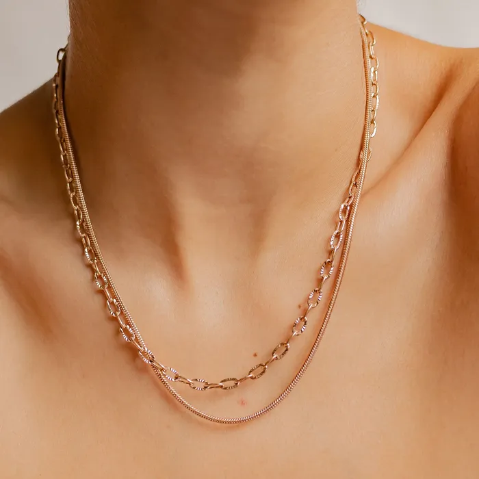 Hey Happiness Textured Link Chain Necklace Rose Gold Necklaces Hey Happiness Textured Link Chain Necklace Rose Gold Necklaces