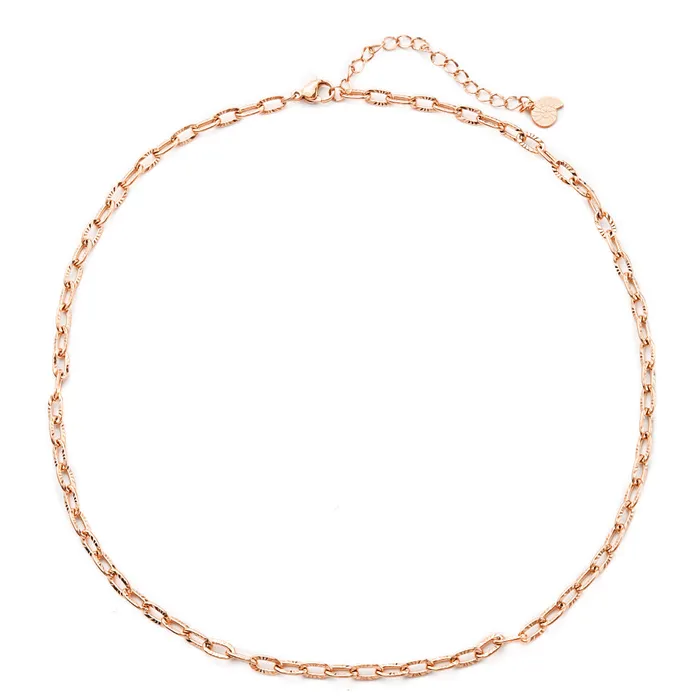 Hey Happiness Textured Link Chain Necklace Rose Gold Necklaces Hey Happiness Textured Link Chain Necklace Rose Gold Necklaces
