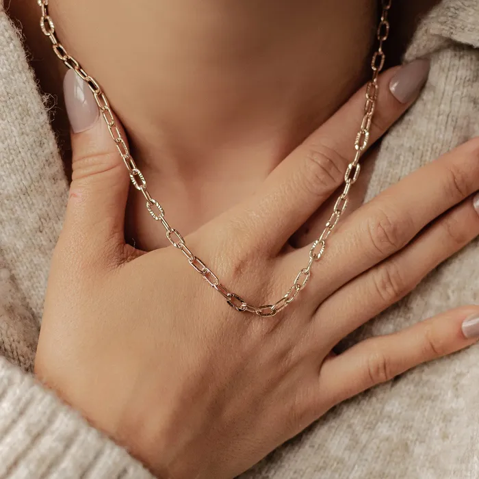 Hey Happiness Textured Link Chain Necklace Rose Gold Necklaces Hey Happiness Textured Link Chain Necklace Rose Gold Necklaces