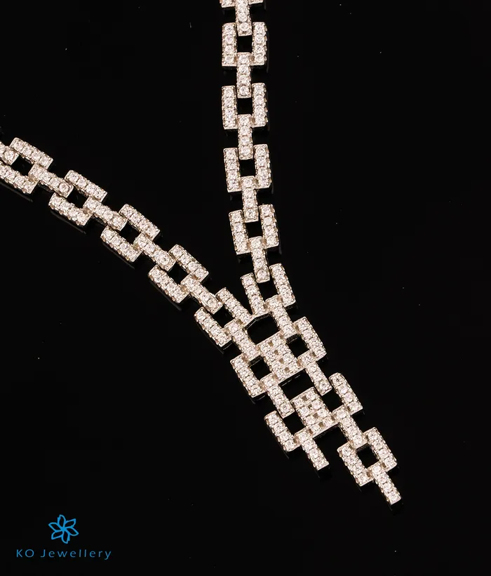 Imported Necklaces The Linked Sparkle Silver Necklace Earrings