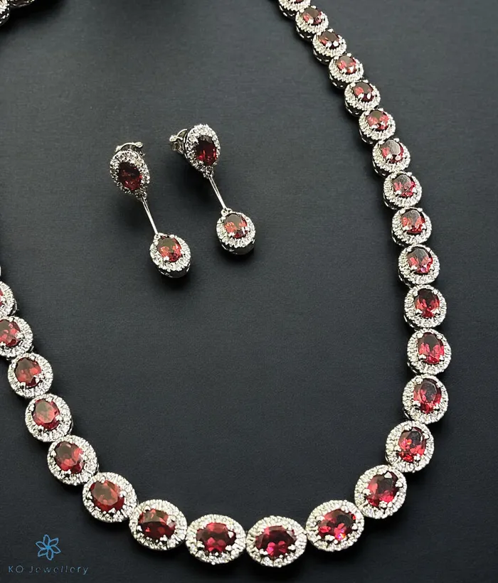 Imported The Azva Sparkle Silver Necklace Earrings Necklaces