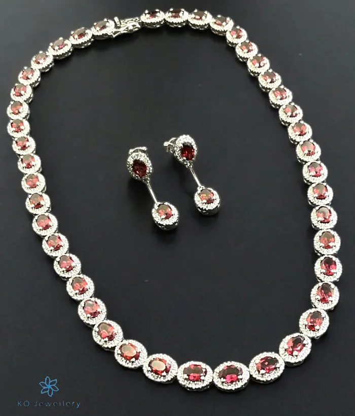 Imported The Azva Sparkle Silver Necklace Earrings Necklaces