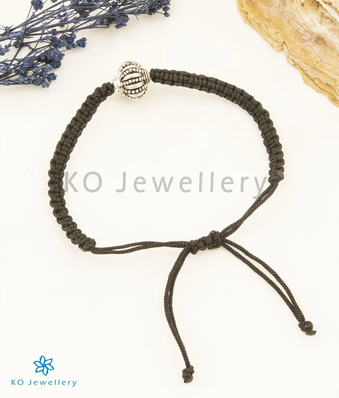 Jaipur Bracelets The Gulika Silver Black Thread Bracelet