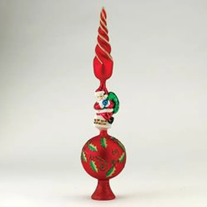 Kurt Adler 16 Glass RedGoldGreen WSanta Tree Topper Kurt Adler Necklaces