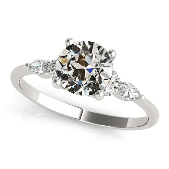 Ladies 14K Gold Marquise Round Old Miner Genuine Natural Earth Mined Diamond Ring 325 Carats HarryChadEntcom Rings