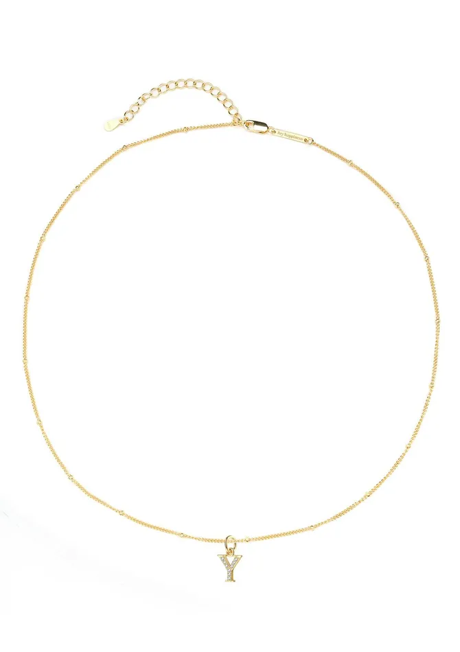 Letter Pendant Chain Necklace Sterling Silver Hey Happiness Necklaces