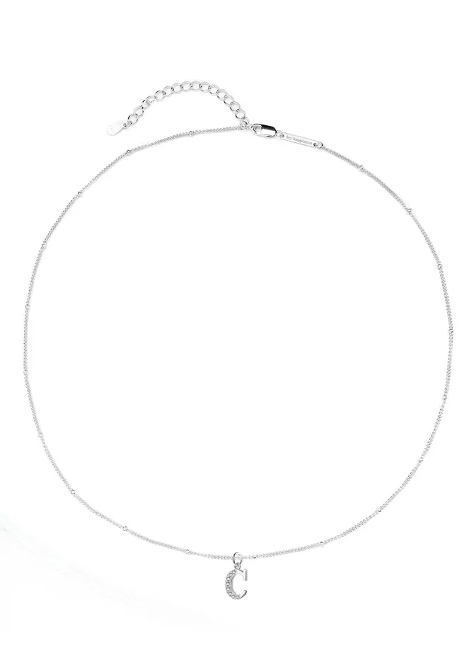Letter Pendant Chain Necklace Sterling Silver Hey Happiness Necklaces