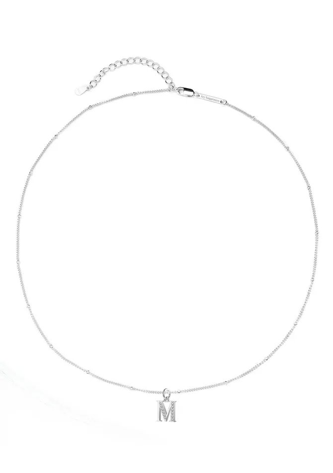 Letter Pendant Chain Necklace Sterling Silver Hey Happiness Necklaces