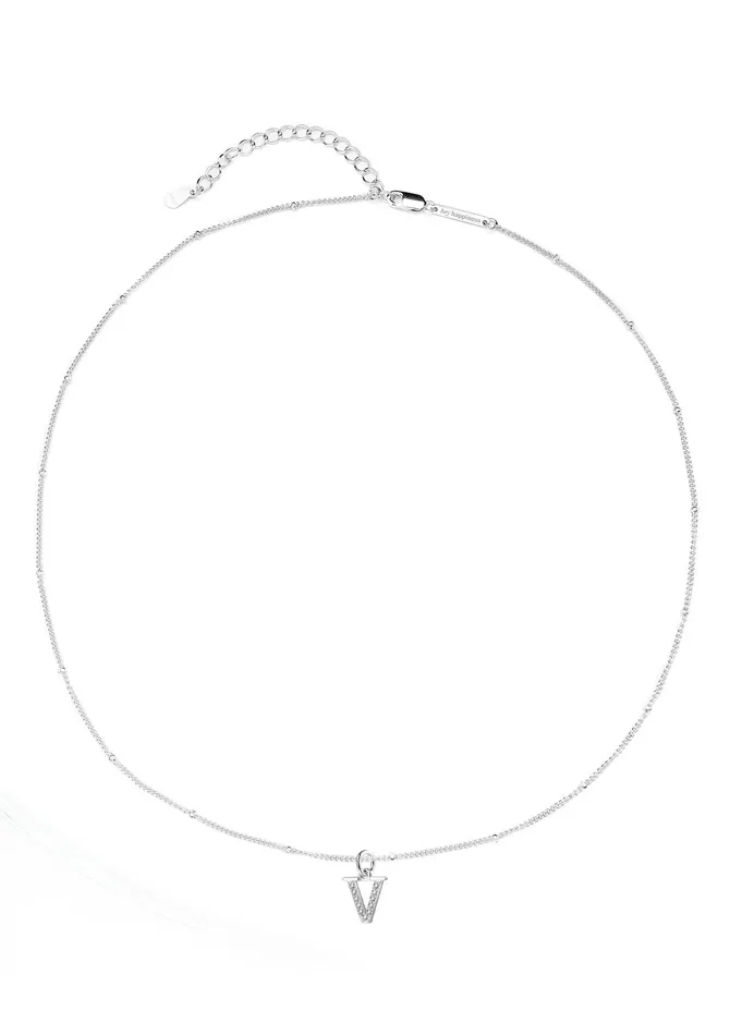 Letter Pendant Chain Necklace Sterling Silver Hey Happiness Necklaces