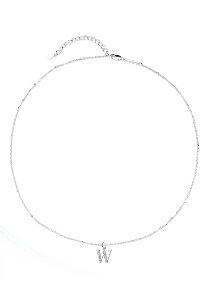 Letter Pendant Chain Necklace Sterling Silver Hey Happiness Necklaces