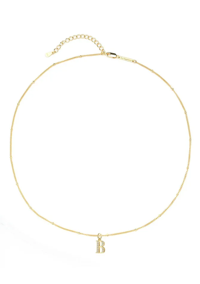 Letter Pendant Chain Necklace Sterling Silver Hey Happiness Necklaces