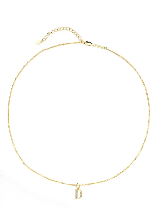 Letter Pendant Chain Necklace Sterling Silver Hey Happiness Necklaces