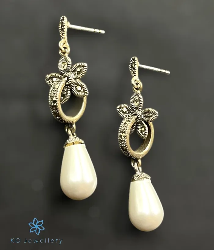 Marcasite Earrings The Utpala Silver Marcasite Cocktail Earrings