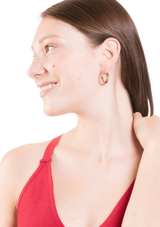 Mid Round Hoop Earrings Rose Gold Hey Happiness Earrings Mid Round Hoop Earrings Rose Gold Hey Happiness Earrings