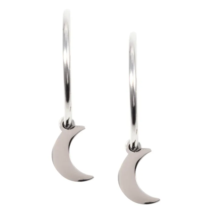 Moon Hoop Earrings Silver Hey Happiness Earrings