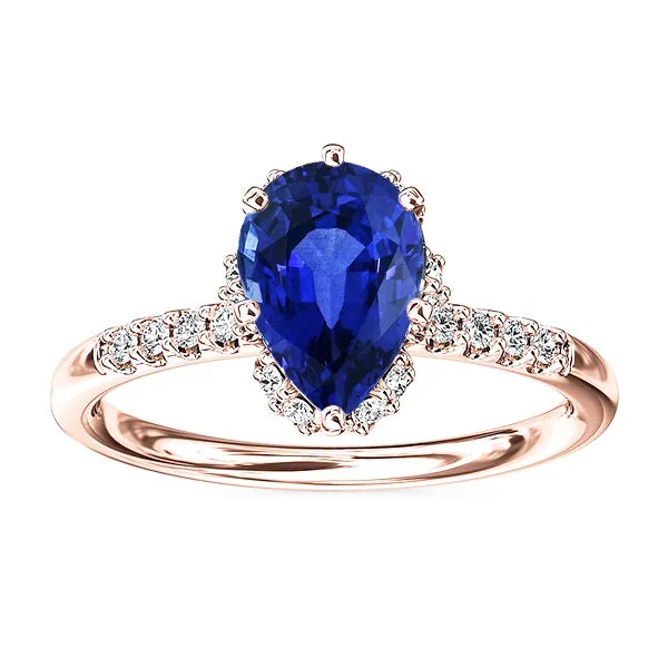 Natural Earth Mined Diamond Jewelry Halo Pear Blue Sapphire Ring 4 Carats Rose Gold 14K HarryChadEntcom Rings Natural Earth Mined Diamond Jewelry Halo Pear Blue Sapphire Ring 4 Carats Rose Gold 14K HarryChadEntcom Rings