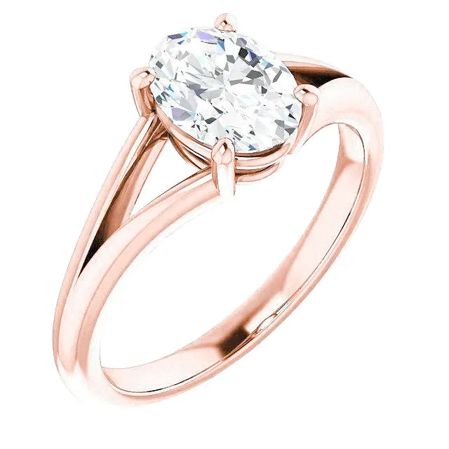 Natural Earth Mined Diamond Solitaire Ring Split Shank 2 Carats Rose Gold GB Rings Natural Earth Mined Diamond Solitaire Ring Split Shank 2 Carats Rose Gold GB Rings