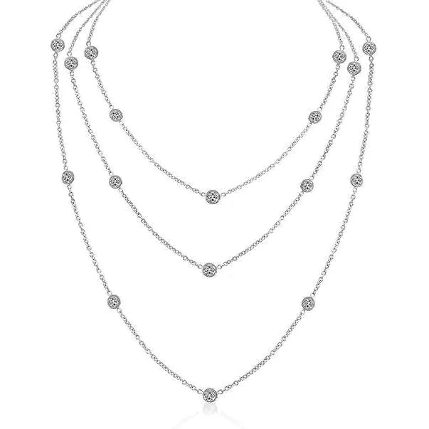 Necklaces GB 3 Row Layered Natural Earth Mined Diamond Necklace