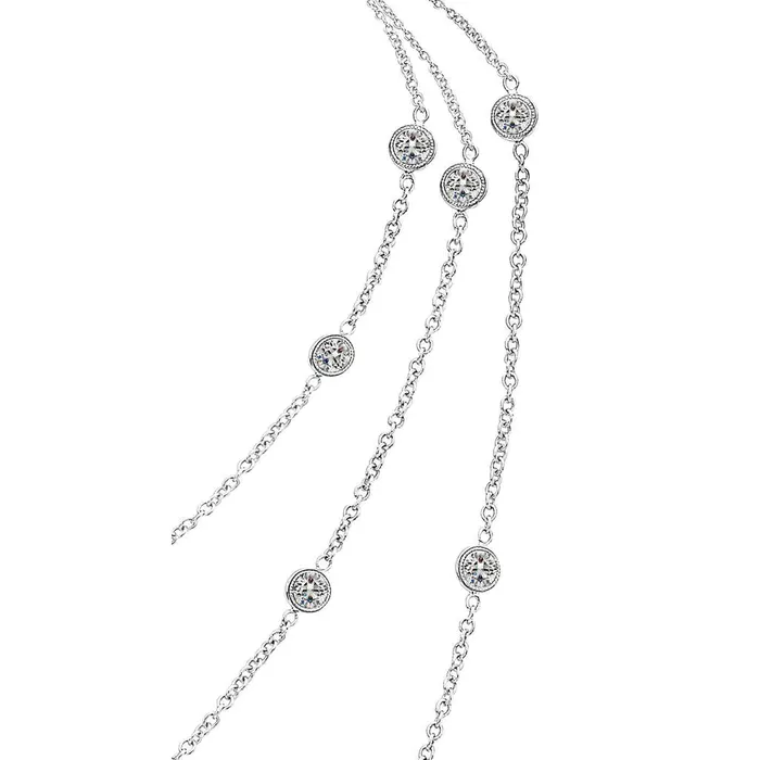Necklaces GB 3 Row Layered Natural Earth Mined Diamond Necklace