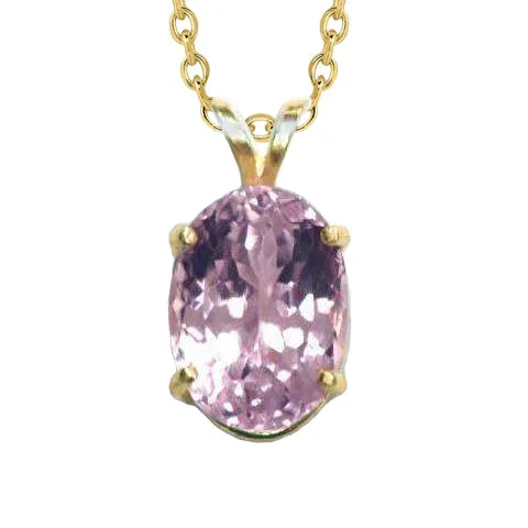 Necklaces GB Big Oval Cut Pink Kunzite Gemstone Pendant 20 Carats Yellow Gold 14K Necklaces GB Big Oval Cut Pink Kunzite Gemstone Pendant 20 Carats Yellow Gold 14K