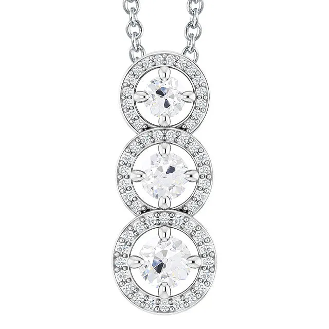 Necklaces HarryChadEntcom Natural Earth Mined Diamond Three Stone Pendant Round Old Cut Triple Circle 450 Carats Necklaces HarryChadEntcom Natural Earth Mined Diamond Three Stone Pendant Round Old Cut Triple Circle 450 Carats
