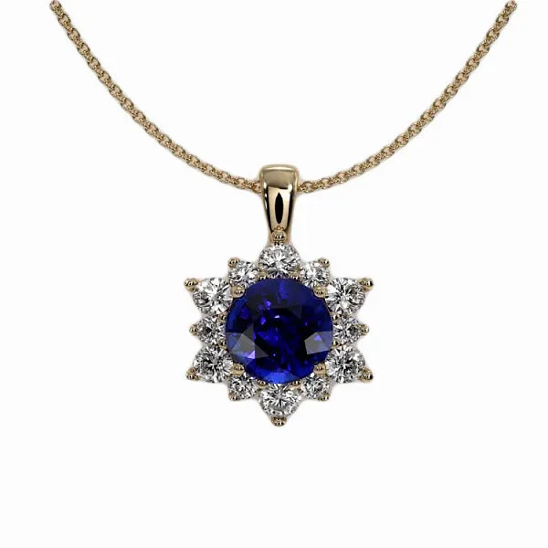 Necklaces HarryChadEntcom Yellow Gold Halo Round Sapphire Natural Earth Mined Diamond Pendant 250 Carats Necklaces HarryChadEntcom Yellow Gold Halo Round Sapphire Natural Earth Mined Diamond Pendant 250 Carats