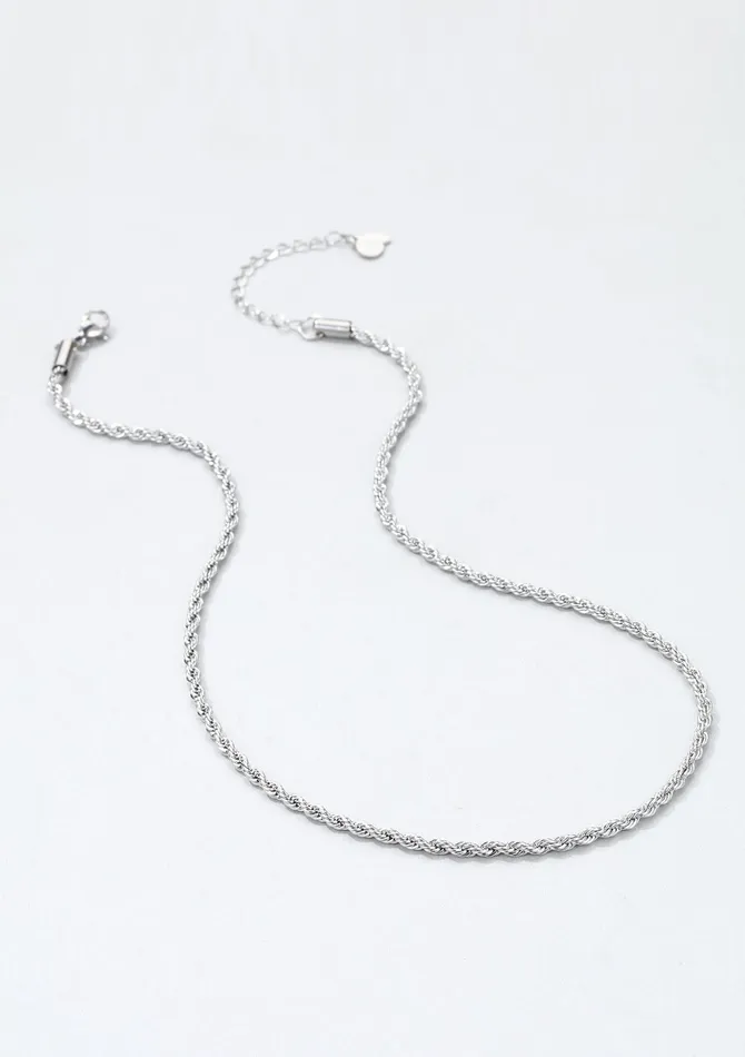 Necklaces Hey Happiness Thin Twist Chain Necklace Silver Necklaces Hey Happiness Thin Twist Chain Necklace Silver