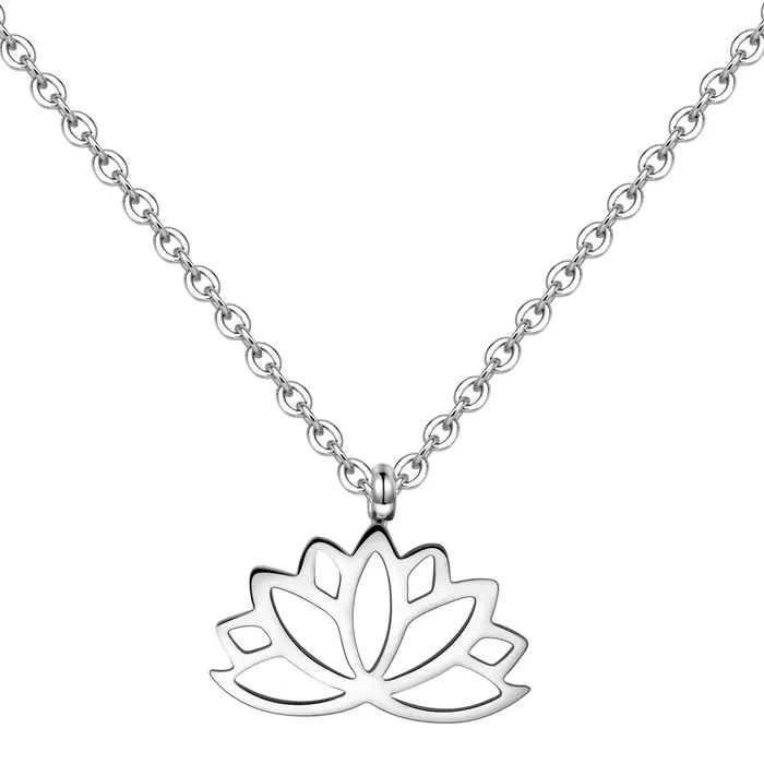 Necklaces Lotus Pendant Necklace Silver Hey Happiness