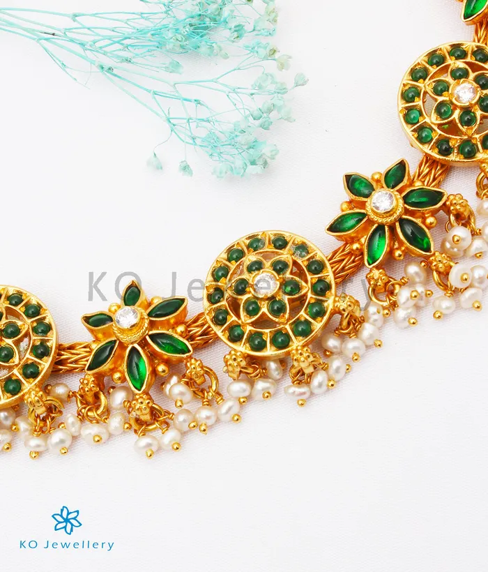 Necklaces Silversmith The Uthika Silver Kempu Necklace Green