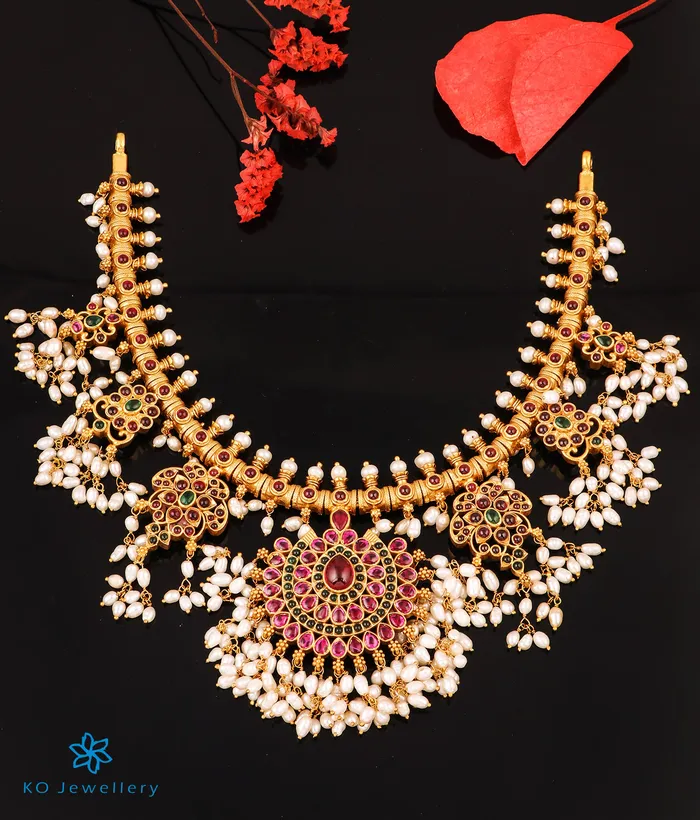 Necklaces The Rakshita Silver Guttapusalu Necklace Short Silversmith