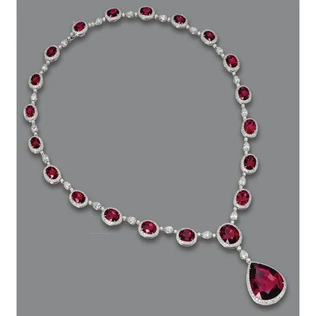 Necklaces White Gold 14K Red Ruby With Natural Earth Mined Diamonds 4950 Carats Necklace GB Necklaces White Gold 14K Red Ruby With Natural Earth Mined Diamonds 4950 Carats Necklace GB