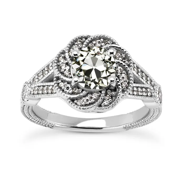 Old Cut Natural Earth Mined Diamond Halo Ring Flower Vintage Style Split Shank 450 Carats HarryChadEntcom Rings Old Cut Natural Earth Mined Diamond Halo Ring Flower Vintage Style Split Shank 450 Carats HarryChadEntcom Rings