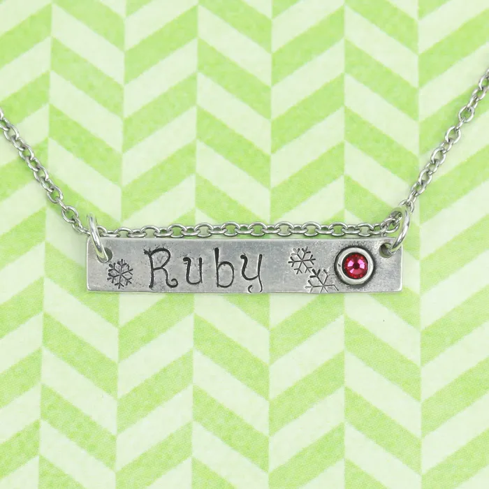 Pewter Rectangle Pendant with Birthstone Bezel 352mm 139 x 64mm 25 16g MJ Necklaces