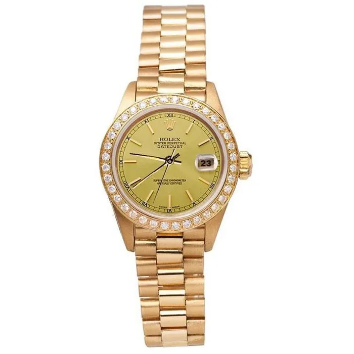 Presidential Style Rolex Dj Watch Champagne Stick Dial Bezel GB Watches