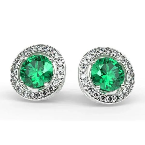 Prong Set 650 Carats Green Emerald With Natural Earth Mined Diamond Stud Earrings GB Earrings Prong Set 650 Carats Green Emerald With Natural Earth Mined Diamond Stud Earrings GB Earrings
