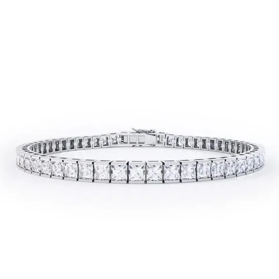 Real WG 14K Princess Cut Sparkling 11 Carats Natural Earth Mined Diamonds Tennis Bracelet GB Bracelets Real WG 14K Princess Cut Sparkling 11 Carats Natural Earth Mined Diamonds Tennis Bracelet GB Bracelets