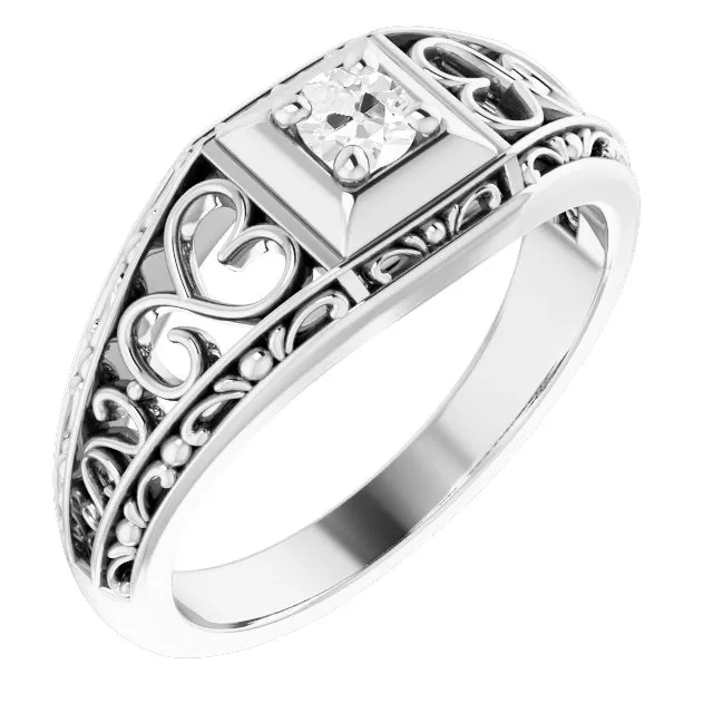 Rings Antique Style Round Old Mine Real Diamond White Gold Ring 1 Carat HarryChadEntcom Rings Antique Style Round Old Mine Real Diamond White Gold Ring 1 Carat HarryChadEntcom